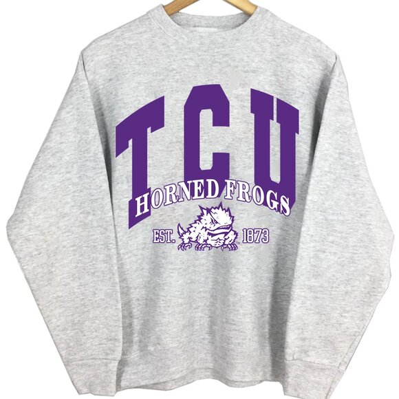 Retro NCAA TCU Est 1873 Sweatshirt Horned Frogs Varsity Teams Shirt Sweater - Picture 2 of 3